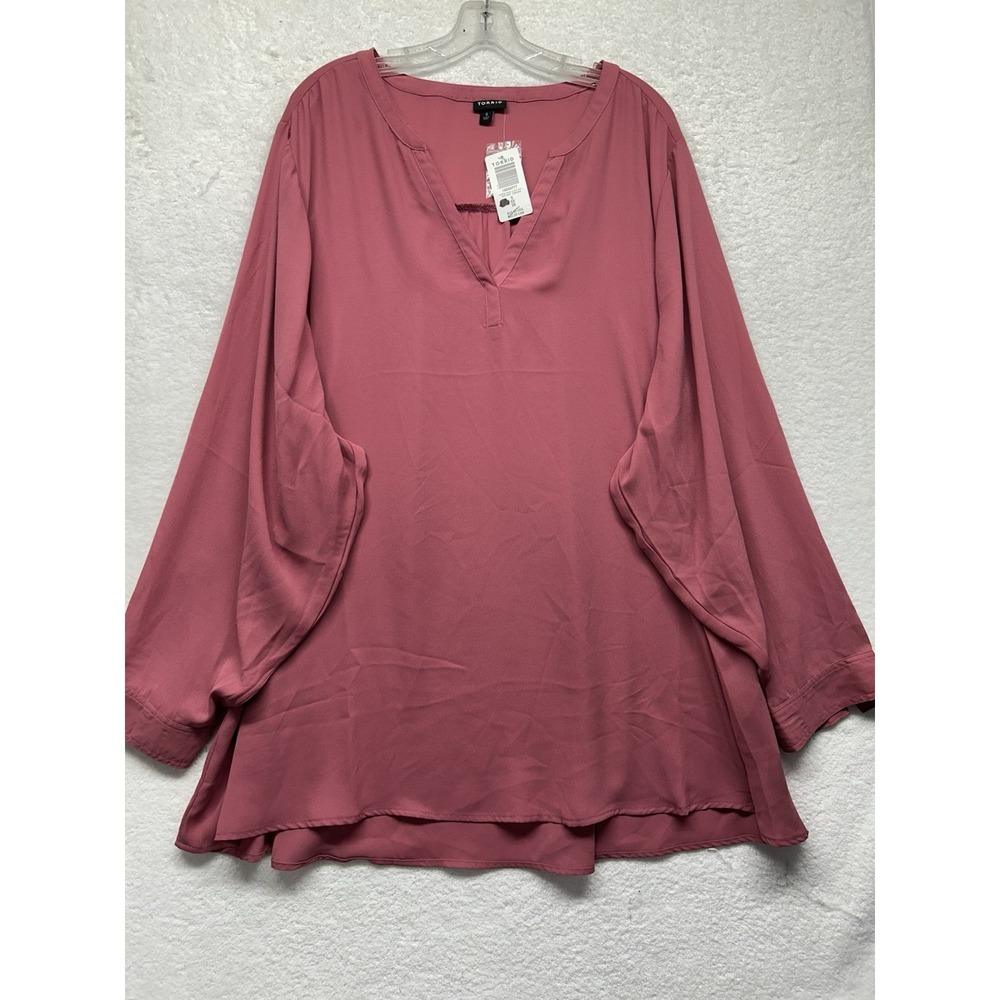 Torrid Womens Size 5 Pink Long Sleeve Georgette Hi Low Blouse Top New (L8)